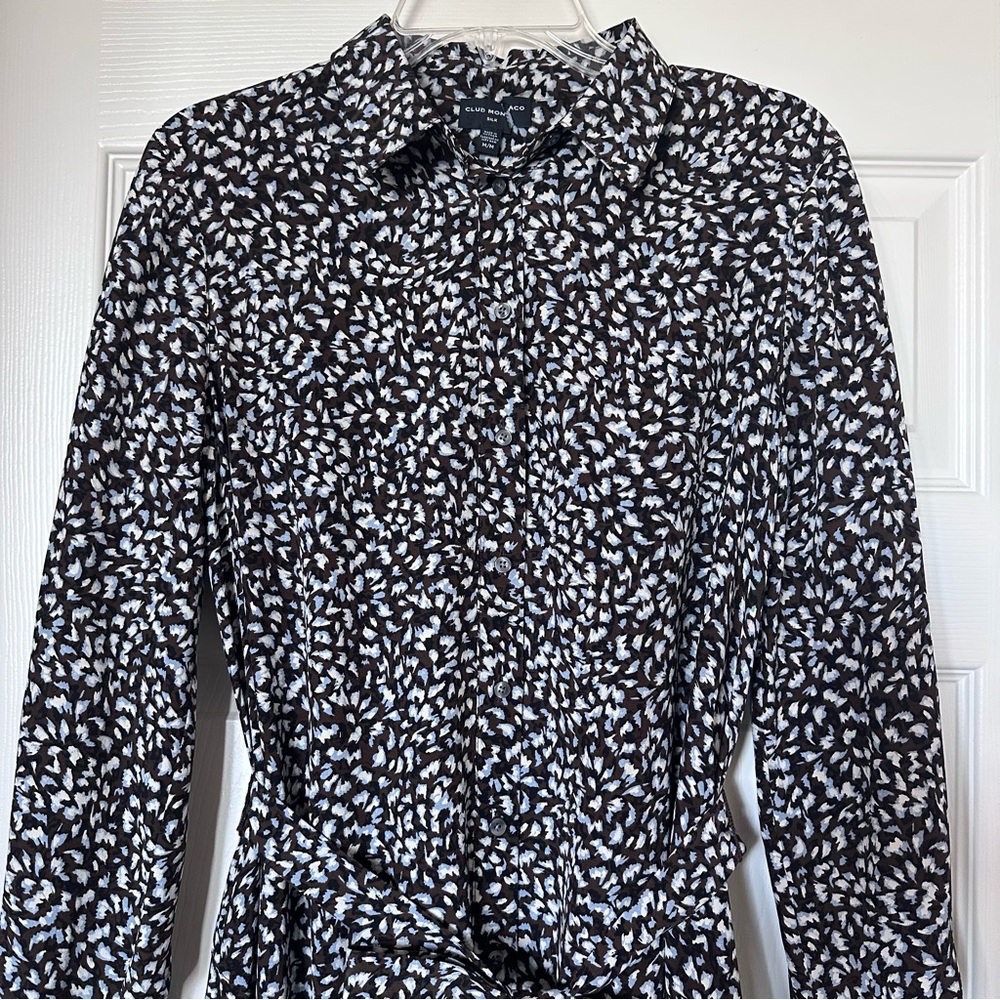 CLUB MONACO Printed 100% Silk Mini Dress with Slip Sz M - Picture 2 of 15